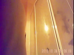 26 yo brunette with big tits caught by in shower