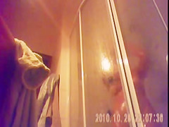 26 yo brunette with big tits caught by in shower