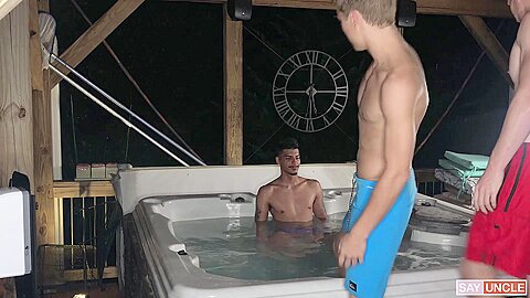 3 stepbrothers in a jacuzzi - Apollo Fates, Aiden Asher, Jesse Bolton