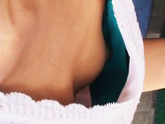 A compelling downblouse vid of an Asian rack