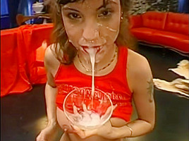 A cum whore with her bowl