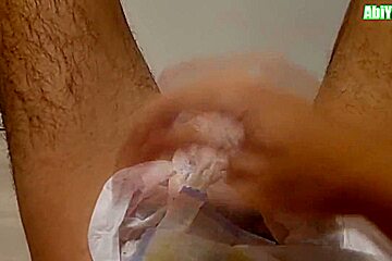 Abdl Diaper Man In Socks Jerking Off And Cumming