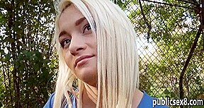 Amateur blondie Czech girl flashes her tits and nailed
