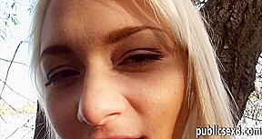 Amateur blondie Czech girl flashes her tits and nailed