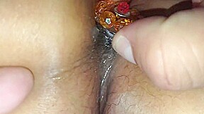 Anal jewel and squirt liquid blue swimsuit