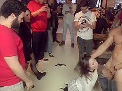 Anal slut gangbang fucked in public