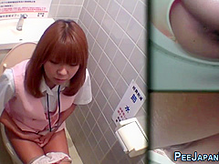 Asian In Uniform Peeing