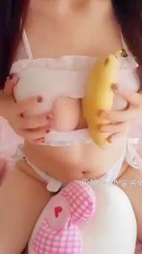 Asian chinese college girl girl hd play banana on her boobs