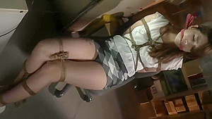Asian girl chairtied (consensual bondage)