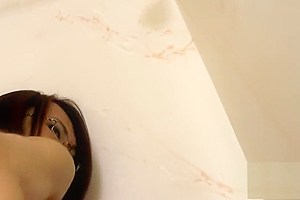 Asian transitioning girl jerks and toys