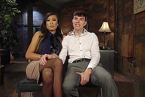 Asian ts beauty sucked off by slave