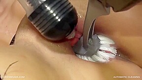 Automatic Pussy Cleaning For Brunette Mature Tanita - Anal Toys