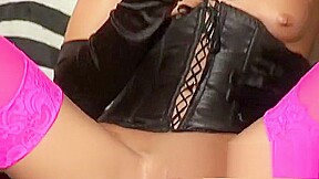 Awesome blonde Kacey Jordan shows her nasty pink hole and toys it