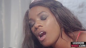 BDSM Ebony lezdom nurse toys subs clit with Hitachi after 69