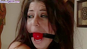 BDSM anal babe with ballgagged mouth assfucked after Hitachi