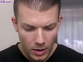 BDSM ballgagged babe spanked and whipped by fingering BF