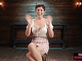 BDSM busty MILF pussytoyed till limits by CMNF master