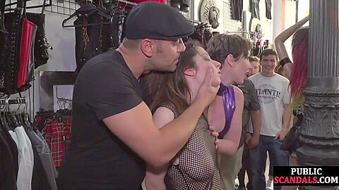 Bdsm Submissive Publicly Cockriding In Front Of