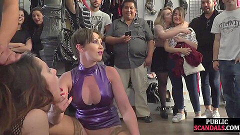 Bdsm Submissive Publicly Cockriding In Front Of