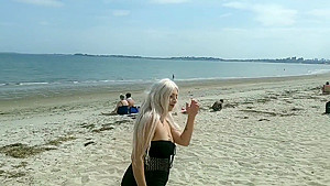 Beach Public Bowjob Facial Show Off Cum Filled Face to Strangers