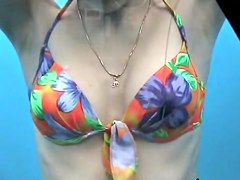 Beach change cabin camera giving hot view on amateur tits