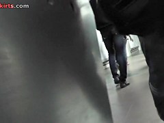 Best upskirt scene by dark-haired MILF in cute thong