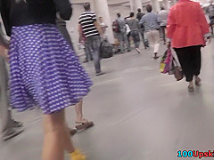 Best upskirt video of a blonde with tight g-string