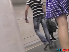 Best upskirt video of a blonde with tight g-string