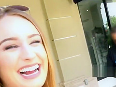 Big ass brunette babe bangs in public