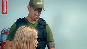 Big booty blonde babe banged hard by guard