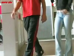 Big butt blonde and brunette caught by street booty
