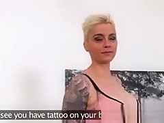 Big fake tits blonde fucks in casting