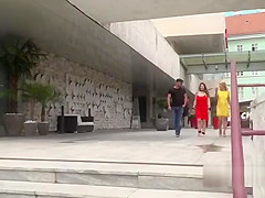 Big tits brunette fucked in public caffe