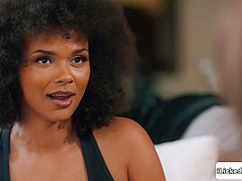 Big tits ebony having threesome with roommate and girlfriend