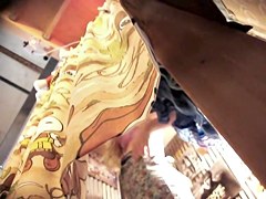 Bimbo in fitting room gets on the upskirt hot movie