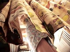 Bimbo in fitting room gets on the upskirt hot movie