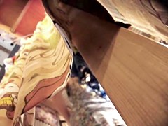 Bimbo in fitting room gets on the upskirt hot movie