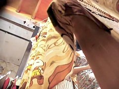 Bimbo in fitting room gets on the upskirt hot movie