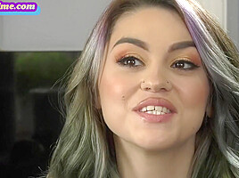 Bisex colored hair busty tattooed babe IR 3some fucked