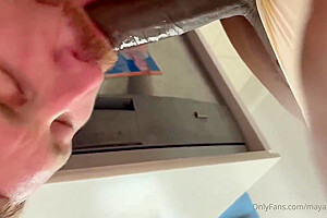 Black Tgirl In Hung Fucks And Facials Her White Boytoy In The Kitchen