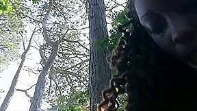 Black babe fucked outdoors by a white man