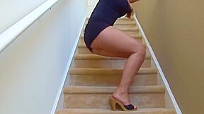 Black dress, white panty