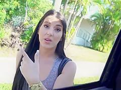 Black haired babe fucks for easy cash