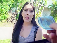 Black haired babe fucks for easy cash