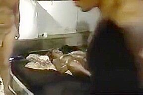 Black woman covered in cum