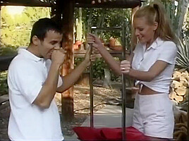 Black-haired Stud Fucks A teen 18+ Blondes Tight Ass At Camp