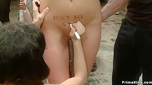 Blindfolded Busty Slave Public Disgraced