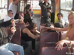 Blond Hair Lady Is Public Disgraced In Bus With Donna Bell And Mistress T