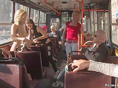 Blond Hair Lady Is Public Disgraced In Bus With Donna Bell And Mistress T