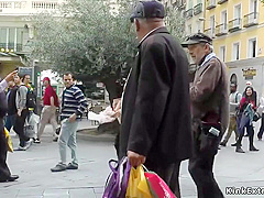 Blond Hair Lady Slave Naked Crawl In Public